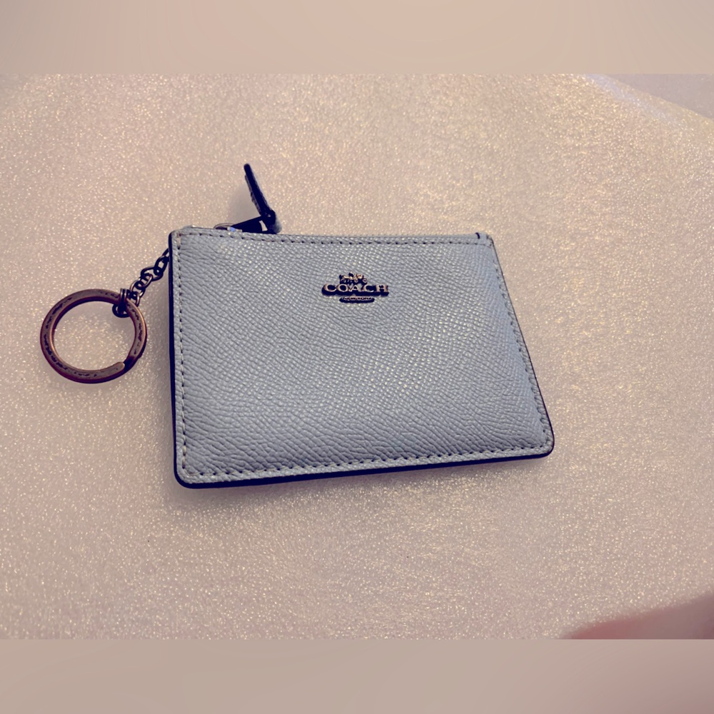 Coach Light Blue Card Case Keychain